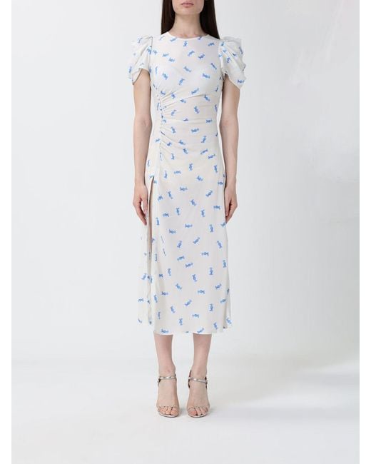 Mar De Margaritas White Floral Print Viscose Midi Dress