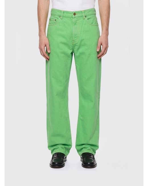 Versace Green Denim Straight Jeans for men