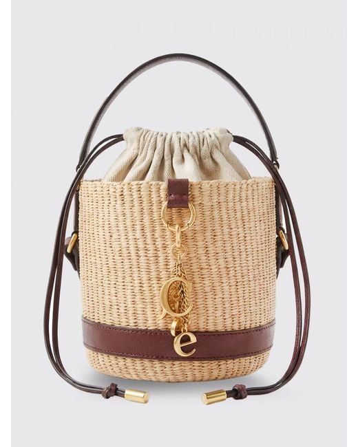 Chloé Natural ChloÉ Charms Raffia And Leather Bucket Bag