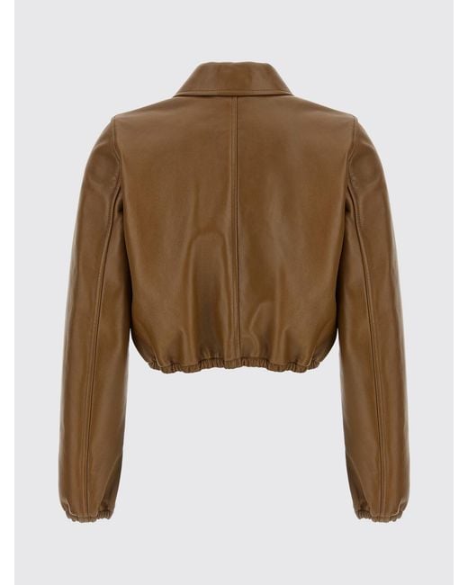 Gucci Blue Cropped Lamb Leather Jacket With Zip Closure