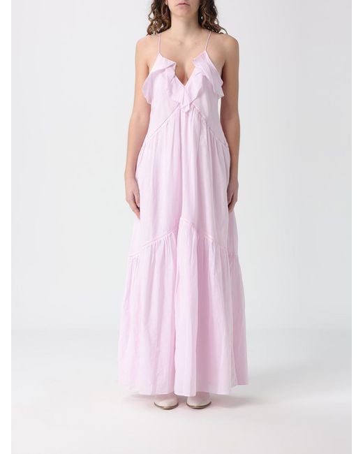 Isabel Marant Pink Vasma Long Cotton Blend Dress