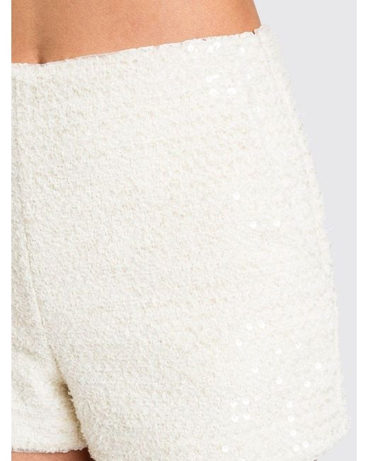 Twinset White Bouclé Shorts With Sequins