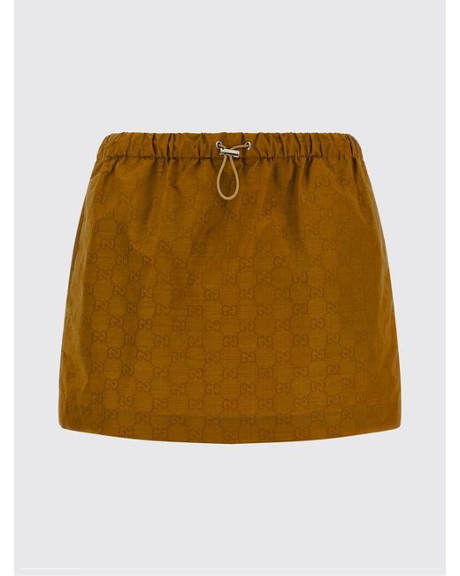 Gucci Orange Gg Nylon Mini Skirt With Drawstring