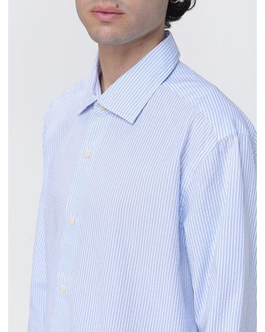 Mc2 Saint Barth White Striped Linen Blend Shirt for men
