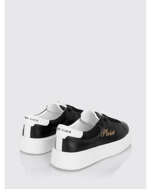 Philipp Plein White Leather Low-Top Trainers With Chunky Sole And Laminated Logo for men