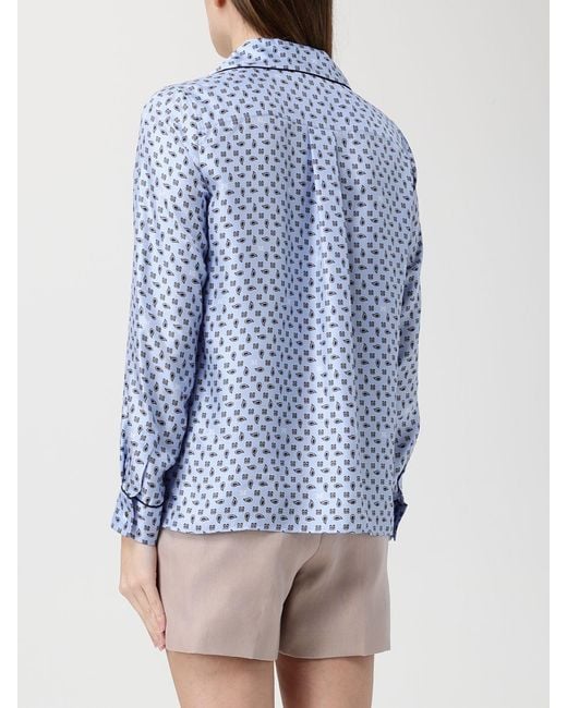 Max Mara Blue Disco Printed Silk Shirt