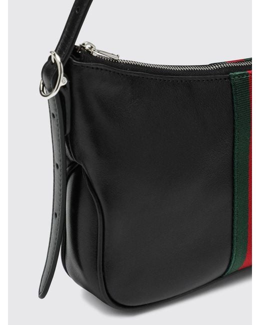 Gucci Black Lunetta Web Leather Shoulder Bag for men