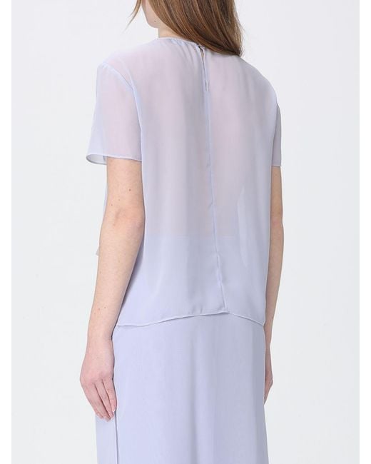 Emporio Armani White Fluid Top With Chiffon Panel