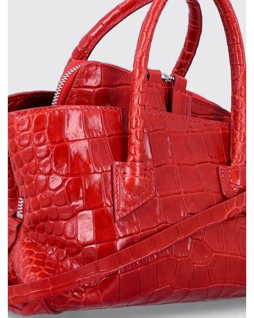 The Attico Red La Passeggiata Crocodile-Effect Leather Mini Handbag