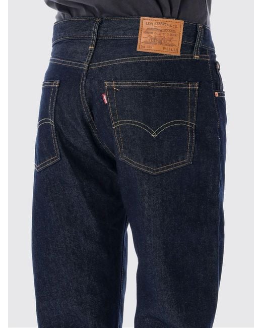 Levi's Blue 555 Straight Mid-Rise Cotton Denim Jeans for men
