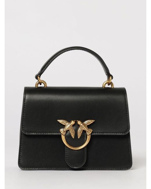 Pinko Black Love One Mini Leather Handbag