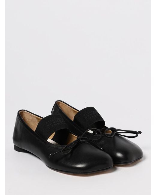 MM6 by Maison Margiela Black Anatomic Tabi Leather Ballerinas
