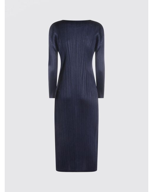 Pleats Please Issey Miyake Blue Pleated Polyester Dress
