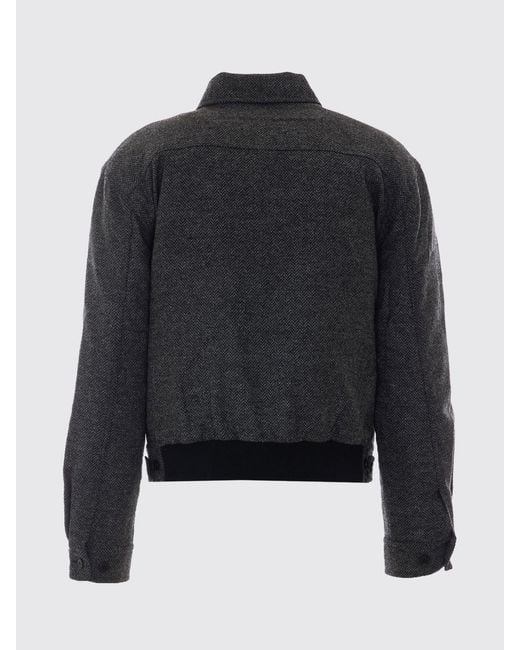 sunflower Black Wool-Blend Shirt Jacket With Patch Pockets for men