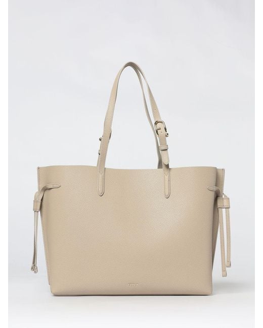 Furla Natural Ava Grained Leather Tote Bag