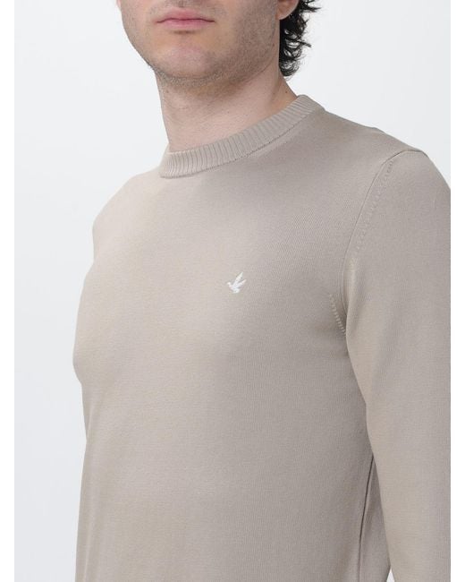 Brooksfield Blue Cotton Crew Neck Sweater With Logo for men