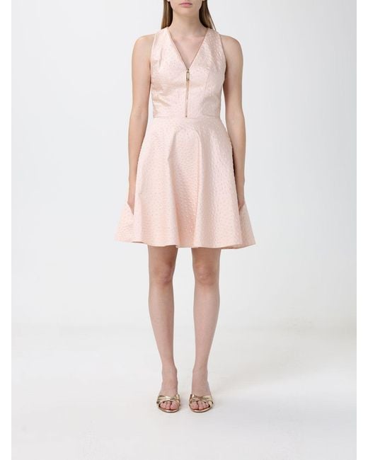 Elisabetta Franchi Pink Textured Taffeta Dress