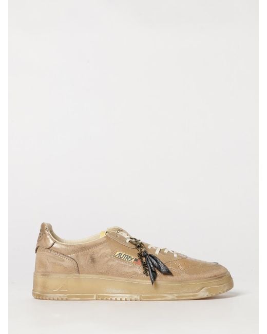 Autry Natural Medalist Low Super Vintage Patent Leather Sneakers With Worn Effect for men