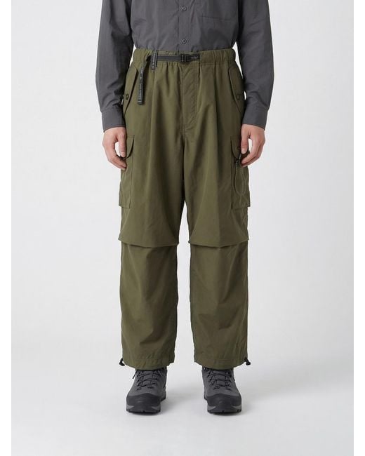 And Wander Green Stretch Technical Fabric Cargo Trousers for men
