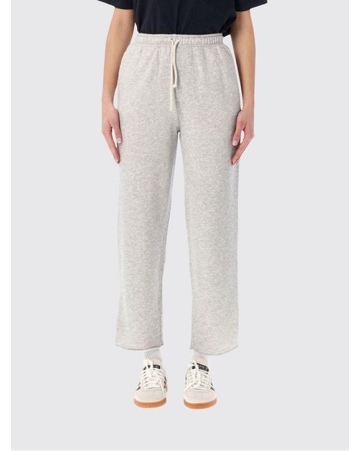 American Vintage Gray High-Waisted Cotton Jogging Trousers With Drawstring
