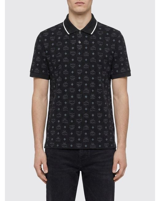 MCM Black Logo Cotton Polo for men