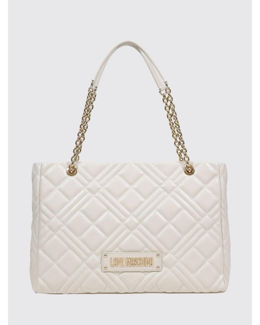 Love Moschino Natural Quilted Faux Leather Bag