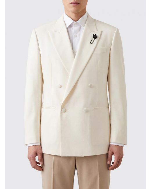 Lardini Natural Double-Breasted Wool Blazer for men