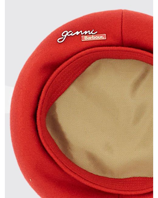 BARBOUR X GANNI Red Basque Wollhut