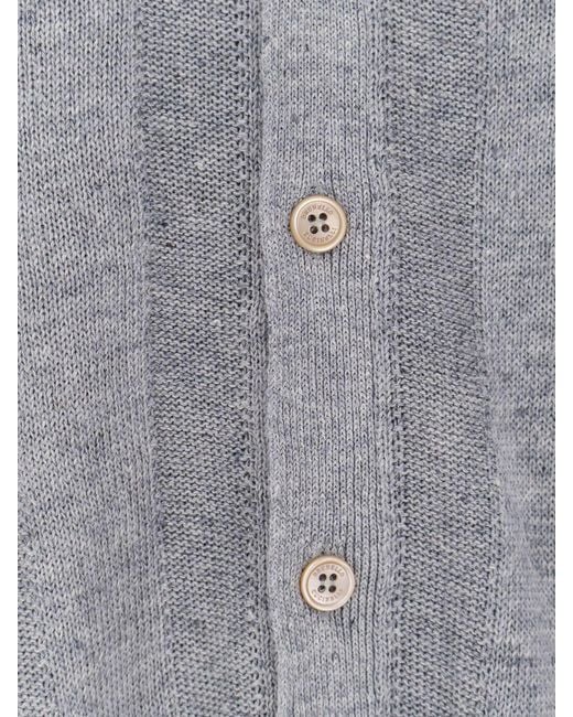 Brunello Cucinelli Gray Knit Shirt for men