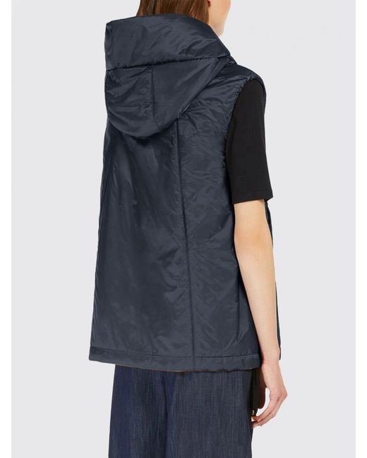 Max Mara Blue Greengo Nylon Vest With Hood
