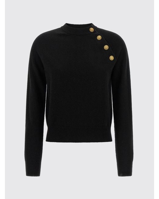 Balmain Blue Cashmere And Virgin Wool Blend Crewneck Jumper With Long Sleeves