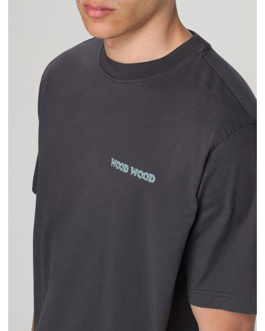 T-shirt in cotone con stampa di WOOD WOOD in Gray da Uomo