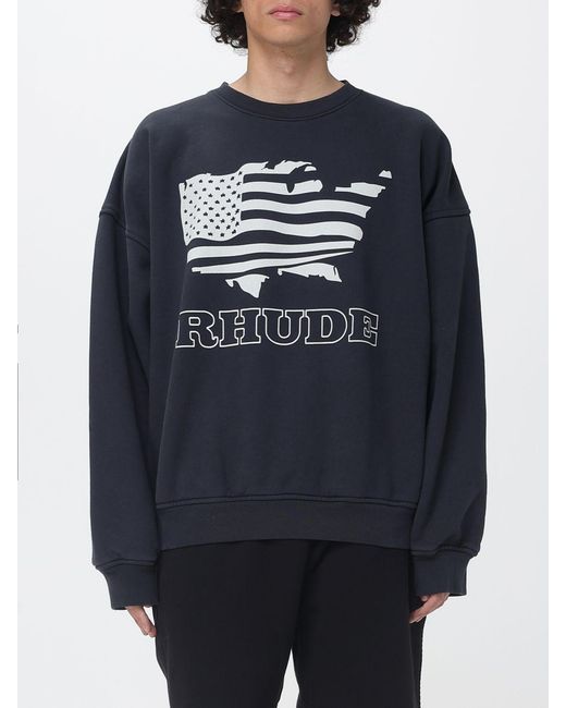 Sweat-Shirt À Col Rond En Coton Imprimé Rhude pour homme en coloris Blue