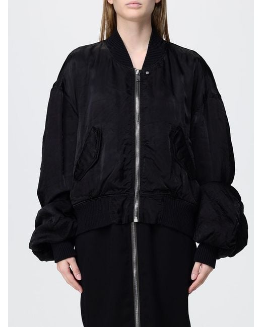 Rick Owens Black Technical Fabric Bomber Jacket