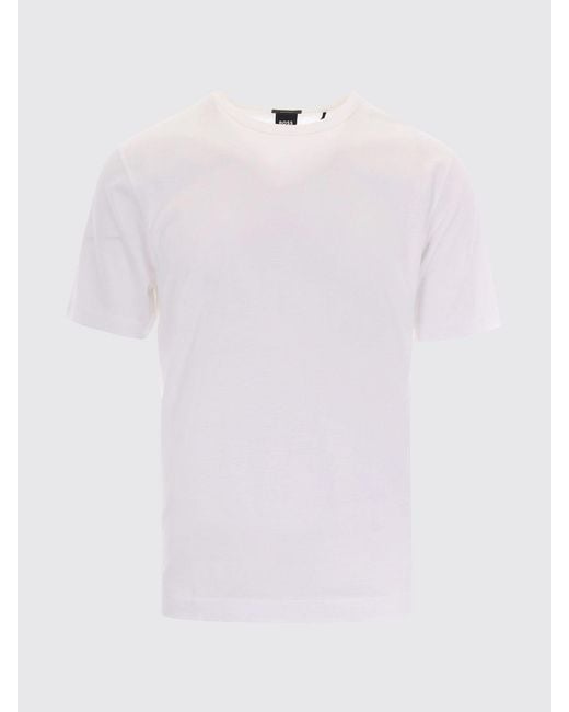 Boss White Thompson Cotton Blend T-Shirt for men