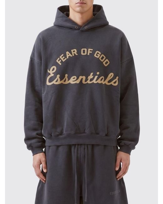 Fear Of God Gray Cotton Logo Hoodie for men