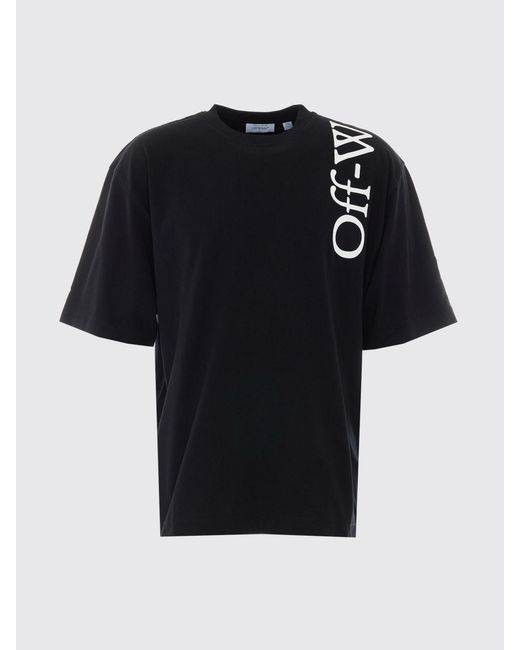 Off-White c/o Virgil Abloh Black Contrast Logo Cotton T-Shirt With Dropped Shoulders for men