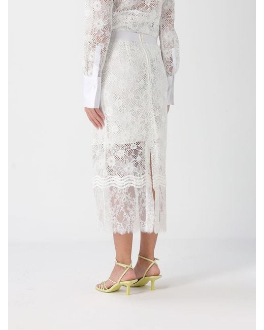 Pinko White Lace Midi Skirt