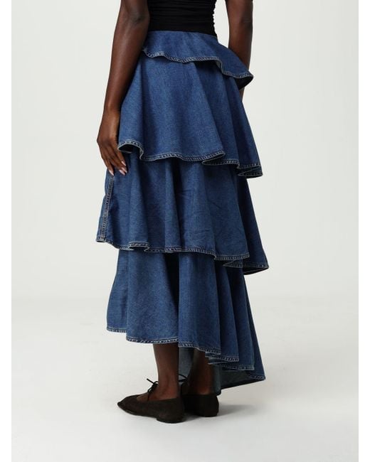 Alaïa Blue Denim Skirt By With Ruffles