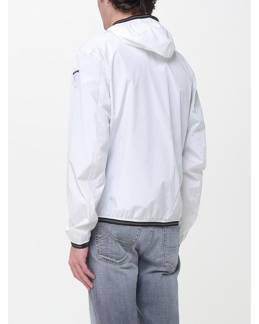Blauer White Hooded Polyester Windbreaker for men