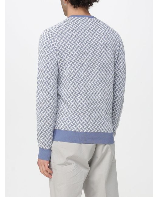 Drumohr Blue Micro Pattern Crew Neck Knit for men