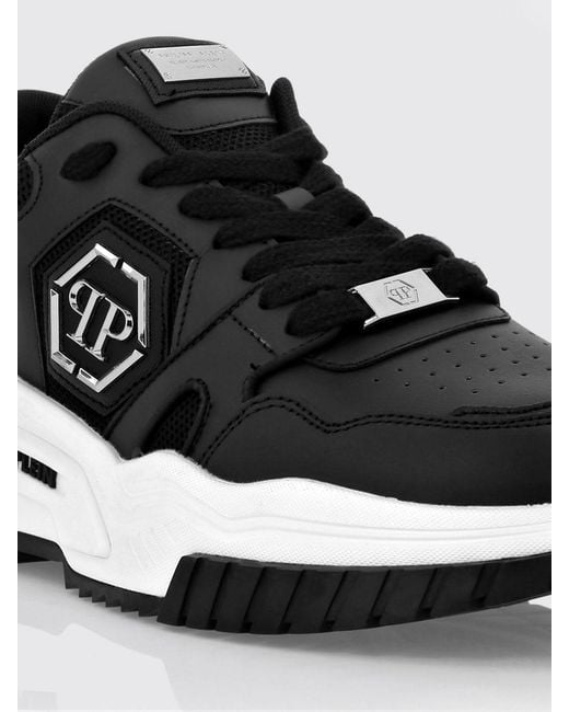 Philipp Plein Black Leather And Mesh Sneakers for men
