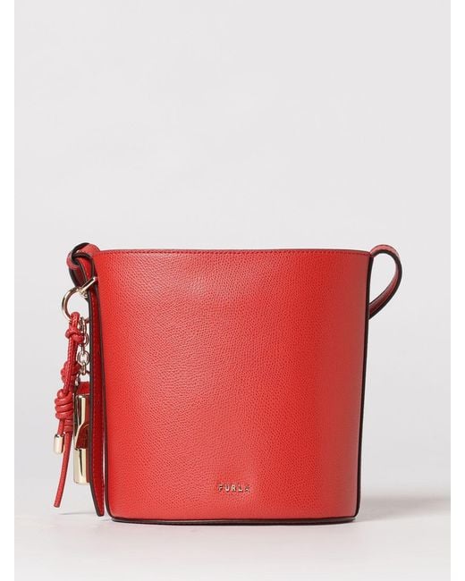 Furla Red Roxie Grained Leather Bag
