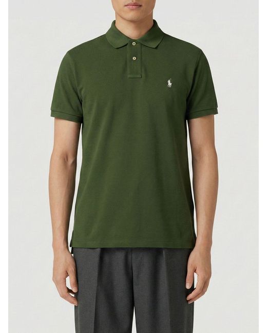 Polo Ralph Lauren Green Cotton Polo Shirt With Pony Logo for men