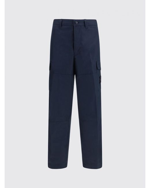 Stone Island Blue Stretch Cotton Cargo Pants for men