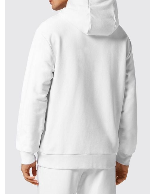 Philipp Plein Gray Graphic Print Cotton Hoodie With Dropped Shoulders for men