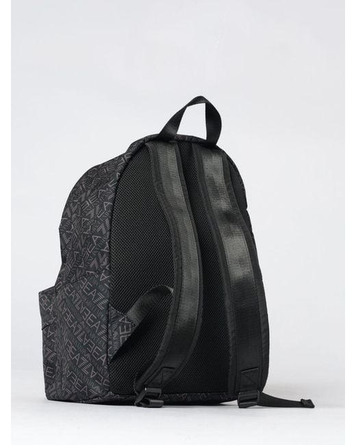 EA7 Black All-Over Printed Logo Polyester Backpack for men