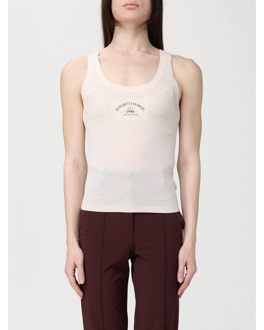 Elisabetta Franchi Red Wool Top With Logo