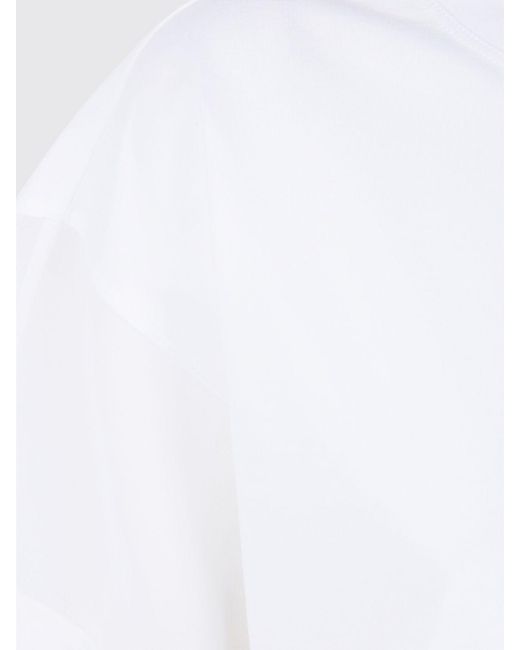 Brunello Cucinelli White Cotton T-Shirt With Tulle Insert