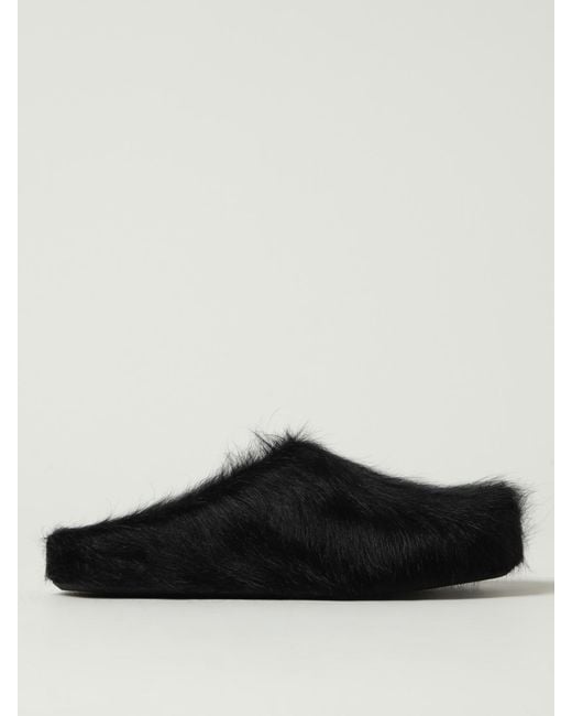 Marni Black Stylish Slip-On Shoes With Unique Upper Material And Comfortable Flat Sole for men